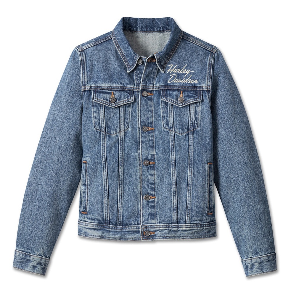 HARLEY DAVIDSON $120 Women's Essential Bar & Shield Denim Jacket - Medium Indigo - Picture 8 of 9